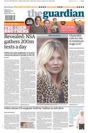 The Guardian Newspaper Front Page (UK) for 17 January 2014