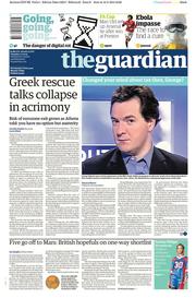 The Guardian Newspaper Front Page (UK) for 17 February 2015