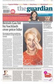 The Guardian Newspaper Front Page (UK) for 18 October 2013