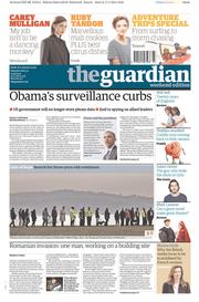 The Guardian Newspaper Front Page (UK) for 18 January 2014