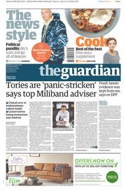 The Guardian Newspaper Front Page (UK) for 18 April 2015