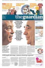 The Guardian Newspaper Front Page (UK) for 18 May 2013