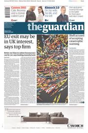 The Guardian (UK) Newspaper Front Page for 18 May 2015