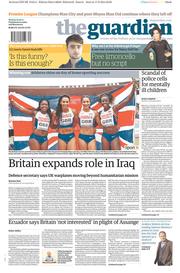 The Guardian Newspaper Front Page (UK) for 18 August 2014