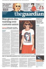 The Guardian (UK) Newspaper Front Page for 19 October 2016