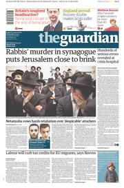 The Guardian (UK) Newspaper Front Page for 19 November 2014