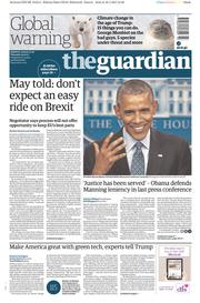 The Guardian (UK) Newspaper Front Page for 19 January 2017