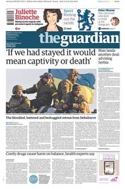 The Guardian Newspaper Front Page (UK) for 19 February 2015