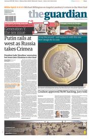 The Guardian Newspaper Front Page (UK) for 19 March 2014