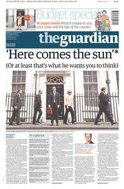 The Guardian Newspaper Front Page (UK) for 19 March 2015