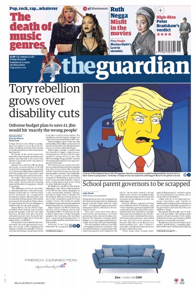 The Guardian Newspaper Front Page (UK) for 19 March 2016