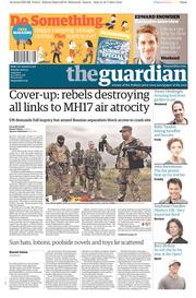The Guardian Newspaper Front Page (UK) for 19 July 2014