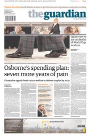 The Guardian Newspaper Front Page (UK) for 1 October 2013