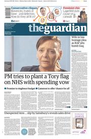 The Guardian Newspaper Front Page (UK) for 1 October 2014
