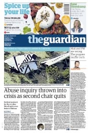 The Guardian Newspaper Front Page (UK) for 1 November 2014