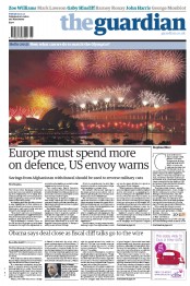 The Guardian Newspaper Front Page (UK) for 1 January 2013