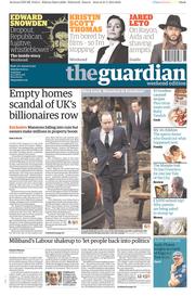 The Guardian Newspaper Front Page (UK) for 1 February 2014