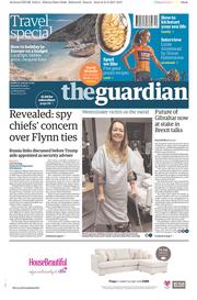 The Guardian (UK) Newspaper Front Page for 1 April 2017