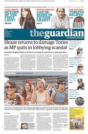 The Guardian Newspaper Front Page (UK) for 1 June 2013