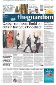 The Guardian (UK) Newspaper Front Page for 1 June 2017
