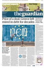 The Guardian Newspaper Front Page (UK) for 1 July 2015