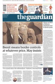 The Guardian (UK) Newspaper Front Page for 1 September 2016