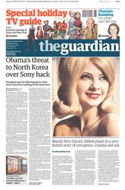 The Guardian Newspaper Front Page (UK) for 20 December 2014