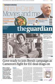 The Guardian (UK) Newspaper Front Page for 20 February 2016