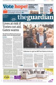 The Guardian (UK) Newspaper Front Page for 20 April 2017