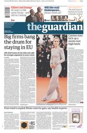 The Guardian Newspaper Front Page (UK) for 20 May 2015