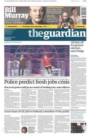 The Guardian Newspaper Front Page (UK) for 21 November 2014