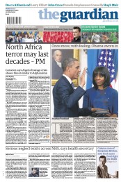 The Guardian (UK) Newspaper Front Page for 21 January 2013