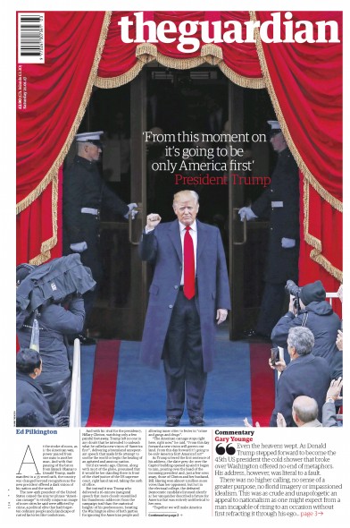 The Guardian Newspaper Front Page (UK) for 21 January 2017