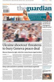 The Guardian Newspaper Front Page (UK) for 21 April 2014