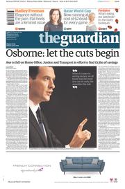The Guardian Newspaper Front Page (UK) for 21 May 2015