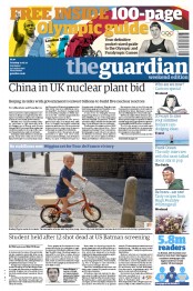 The Guardian Newspaper Front Page (UK) for 21 July 2012