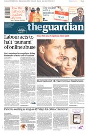 The Guardian (UK) Newspaper Front Page for 21 September 2016