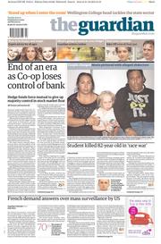 The Guardian Newspaper Front Page (UK) for 22 October 2013