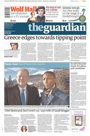 The Guardian (UK) Newspaper Front Page for 22 January 2015