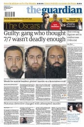The Guardian (UK) Newspaper Front Page for 22 February 2013