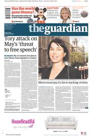 The Guardian Newspaper Front Page (UK) for 22 May 2015