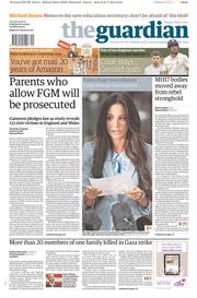 The Guardian Newspaper Front Page (UK) for 22 July 2014