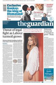 The Guardian Newspaper Front Page (UK) for 22 August 2015