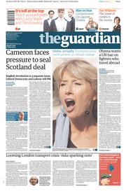 The Guardian Newspaper Front Page (UK) for 22 September 2014