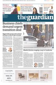 The Guardian (UK) Newspaper Front Page for 23 October 2017