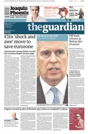 The Guardian (UK) Newspaper Front Page for 23 January 2015