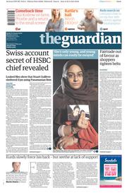 The Guardian Newspaper Front Page (UK) for 23 February 2015
