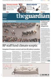 The Guardian Newspaper Front Page (UK) for 23 March 2015