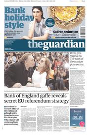 The Guardian Newspaper Front Page (UK) for 23 May 2015