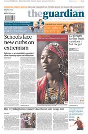 The Guardian Newspaper Front Page (UK) for 23 July 2014